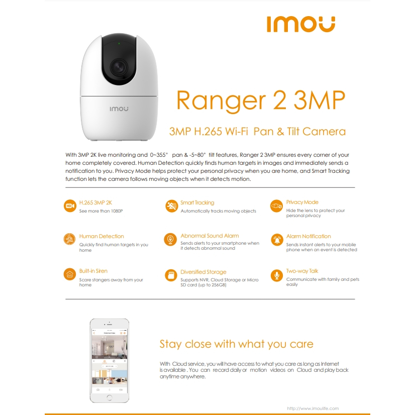 IMOU กล้องวงจรปิด 2MP / 3MP / 5MP รุ่น CUE 2 / IPC-A22EP-G-V3 (A2) / IPC-A32EP-L-V3 / IPC-TA32CP-L / IPC-TA52P