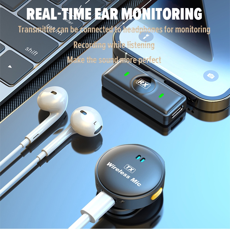 ไมค์ไลฟ์สด มีตัวรับสัญญาณ2ตัวไมค์ตัดเสียงรบกวน ไมค์ไร้สายWireless Microphoneพร้อมกล่องชาร์จ ไมค์อัดเสียง ไมค์หนีบปกเสื้อ