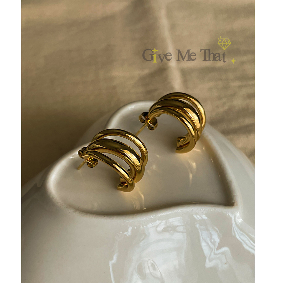 ต่างหูสแตนเลสแท้ แบบติดหู สไตล์มินิมอล ไข่มุก รุ่นCoral Pearl Minimal Givemethat