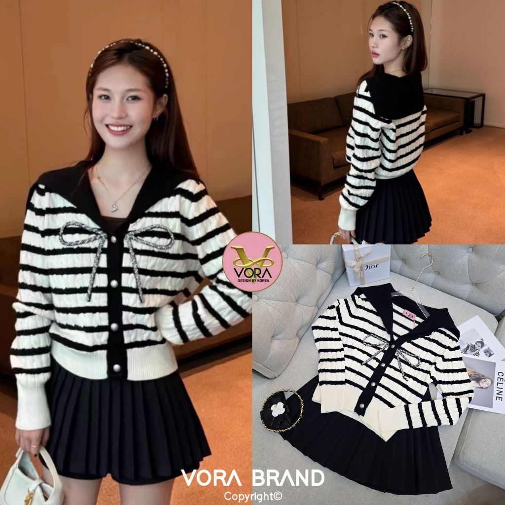 VORA Set​ เสื้อไหมพรมแขนยาวคอปกกะลาสีติด(*สอบถามสต๊อกก่อนกดสั่งน๊า)