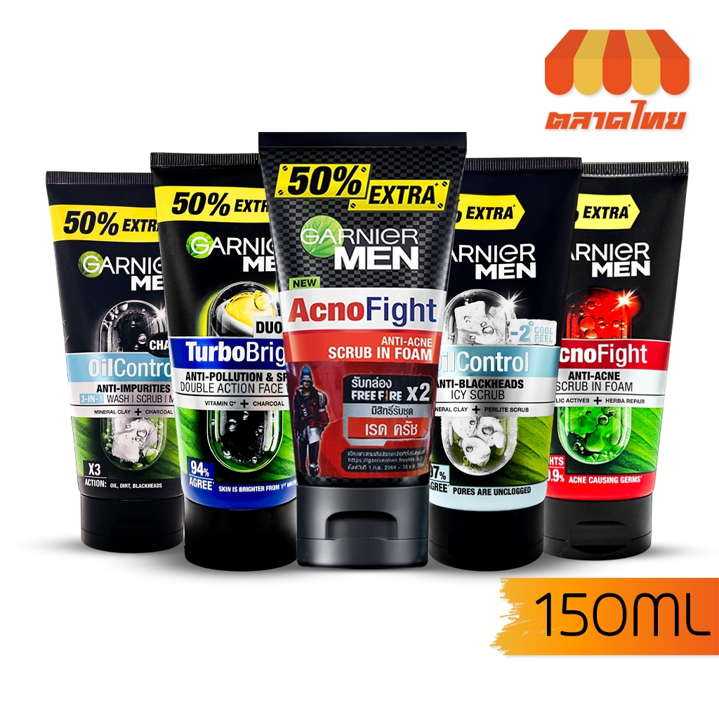 โฟมล้างหน้า การ์นิเย่ เมน โฟม Garnier Men Turbobright/ Acnofight/ Oil Control 150ml.