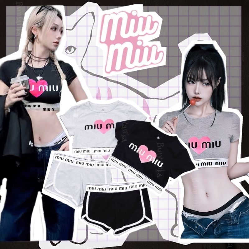 🇻🇳129/set🇻🇳เซ็ตสปอร์ตแขนสั้น ขาสั้นmiu miu