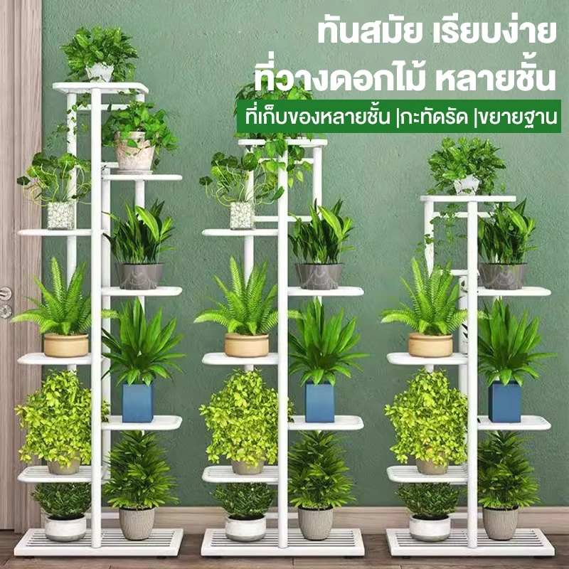 YYM ชั้นวางต้นไม้ 3/6/8ชั้น ชั้นวางของ ห้องนั่งเล่น ลอน ในบ้าน ใช้ในบ้าน ระเบียง ชั้นวางของทำจากเหล็กหลายชั้น รางต้นไม้ thumbnail 3