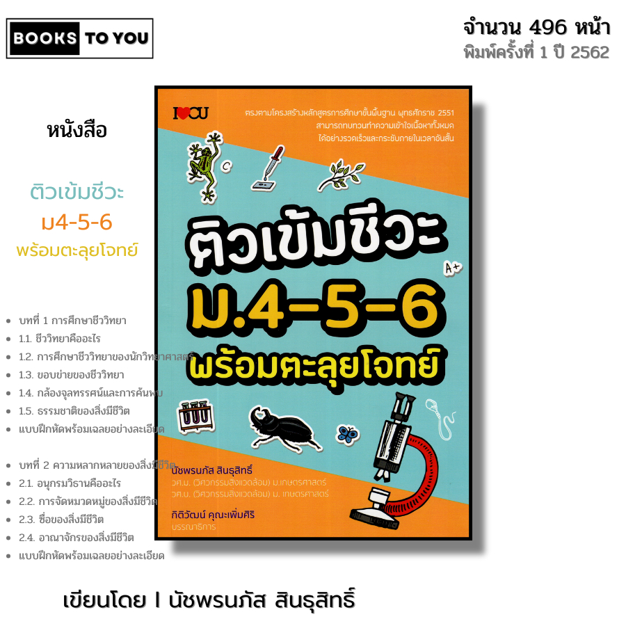 หนังสือ ติวเข้มชีวะ ม4-5-6 พร้อมตะลุยโจทย์ I เขียนโดย ชนัชพรนภัส สินธุสิทธิ์ คูมือเตรียมสอบ กวดวิชา