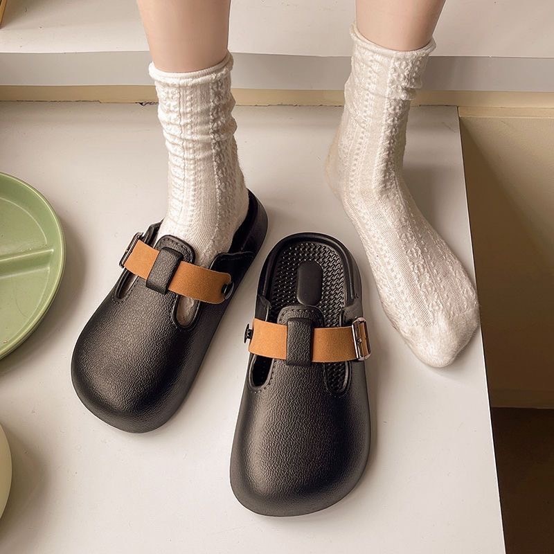 แฟชั่นใหม่ รองเท้าแตะผู้หญิงหัวโตเปิดส้นแบบสวม  พื้นหนา3cm   #2508# - รูปที่ 3