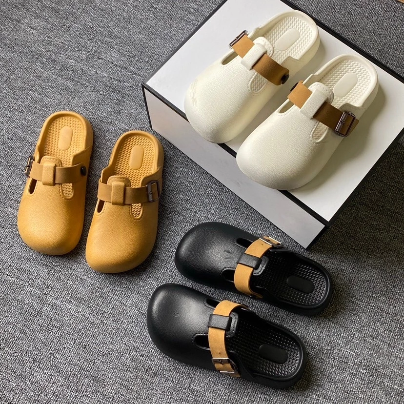 แฟชั่นใหม่ รองเท้าแตะผู้หญิงหัวโตเปิดส้นแบบสวม พื้นหนา3cm #2508#