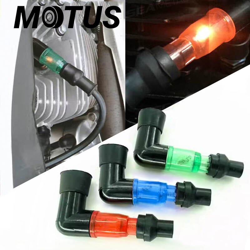 MOTUS ฝาครอบหัวเทียนแบบมีไฟ ฝาครอบหัวเทียนซีลสำหรับรถจักรยานยนต์สกู๊ตเตอร์มอเตอร์ไซด์ปลั๊กจุดระเบิดมอเตอร์ไซค์สากลฝาครอ