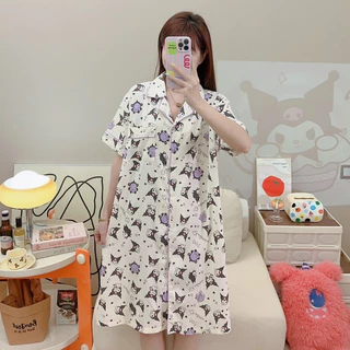 ชุดนอนกระโปรง.ผ้าไหมญี่ปุ่นเกรดพรีเมี่ยม ผ้าหนาพิเศษ แฟชั่น Lady Clothing Sleepwear เดรส Women #กปญี่ปุ่นหนา