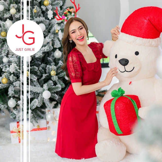 Dress Zoey 295฿ เดรสลูกไม้ ดีไซน์แขนตุ๊กตา ทรงสวย ใส่ออกงาน ใส่ไปงาบุญบวช มีไซส์ S M L