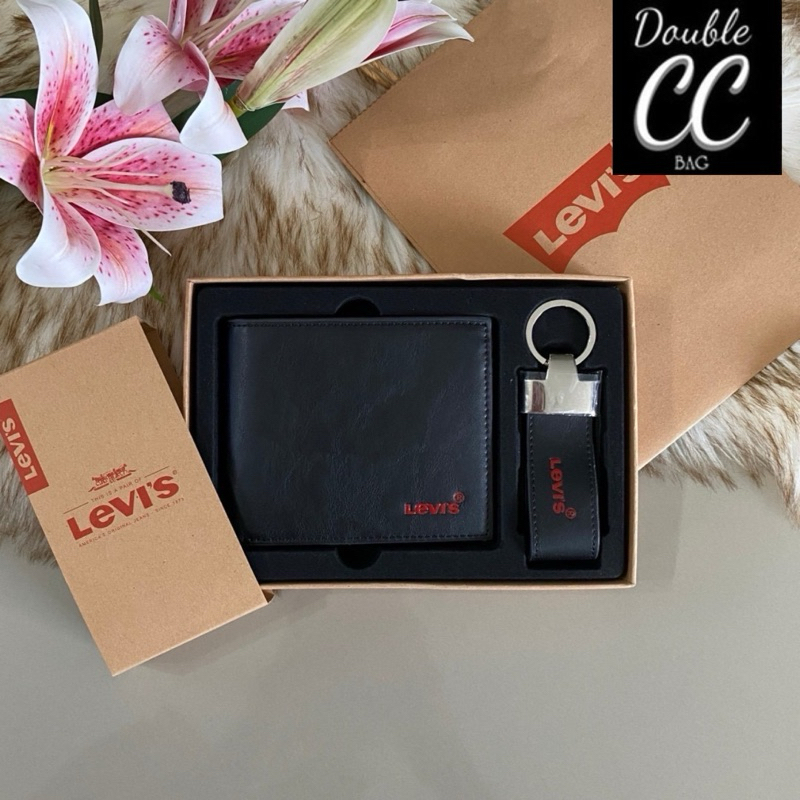 (แท้ %‼ from Factory) ลีวาย Value Pack! Le Men Wallet With Leather Key Chain สุภาพบุรุษ กระเป๋าสตางค์
