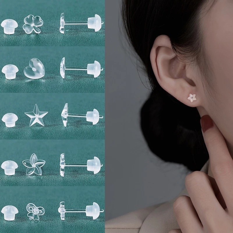 ต่างหูพลาสติก ต่างหูนักเรียน ก้านเสียบหู ใส่ป้องกันรูหูดัน พร้อมส่ง - 1 คู่