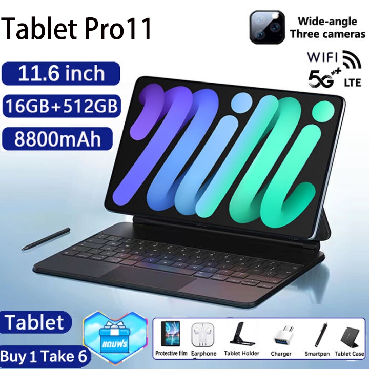 2024 New Tablet 11 pro 5G 11 นิ้ว 16+128GB ความจุขนาดใหญ่ 8800mah แท็บเล็ตออนไลน์ห้องเรียนอัจฉริยะซิมการ์ดแบบคู่