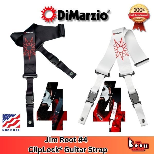สายสะพายกีต้าร์ DiMarzio JIM ROOT #4 Black/White CLIPLOCK® GUITAR STRAP MADE IN USA
