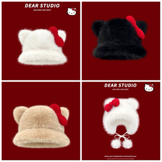 (pre-order🇨🇳) sanrio หมวก bucket ขนนุ่ม hello kitty 🩰 หมวกแบ…