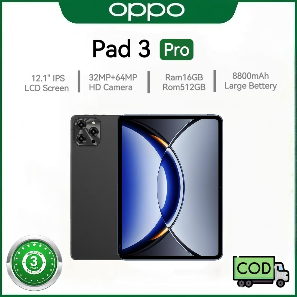รับประกันร้าน 3 ปี OPPO PAD3Pro 12.1นิ้ว 8800mAh 16+512GB/1TB รองรับ2ซิม การศึกษาออนไลน์ สำนักงาน เกม แท็บเล็ตราคาถูกCOD