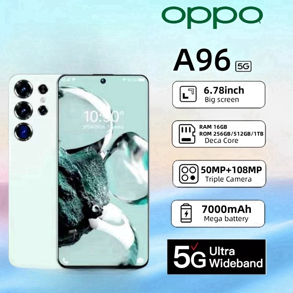 A96 5G สมาร์ทโฟน 16GB+1TB dual-core dual-SIM หน้าจอ 7000mAh 6.78 นิ้ว 50MP+108MP HD กล้อง รับประกันห