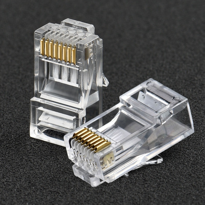 หัวแลน RJ45 หัวแลนแบบทะลุ CAT6 แพ็ค 100 ชิ้น #6040-RJ45-6 สำหรับเข้าหัวสายแลน
