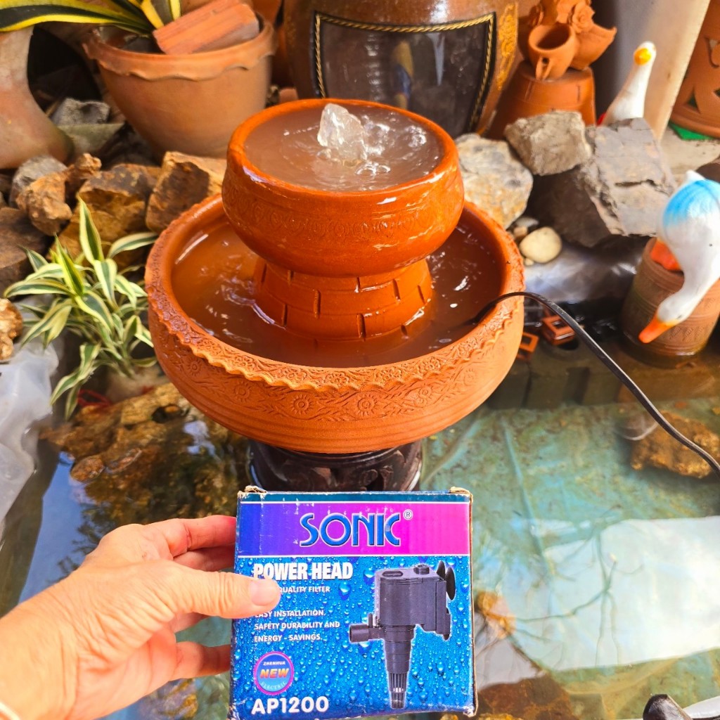 (ได้4ชิ้น) อ่าง12นิ้ว+อ่าง7นิ้ว มีรู+ฐาน12cm+ปั้มAP1200 ทำน้ำพุ ตกแต่งสวน พร้อมส่ง