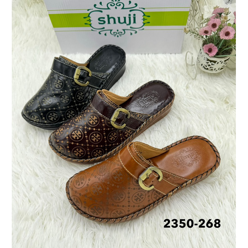 Shuji รุ่น 2350-268 รองเท้าปิดหัวเปิดส้น หนังแท้ Size 36-41