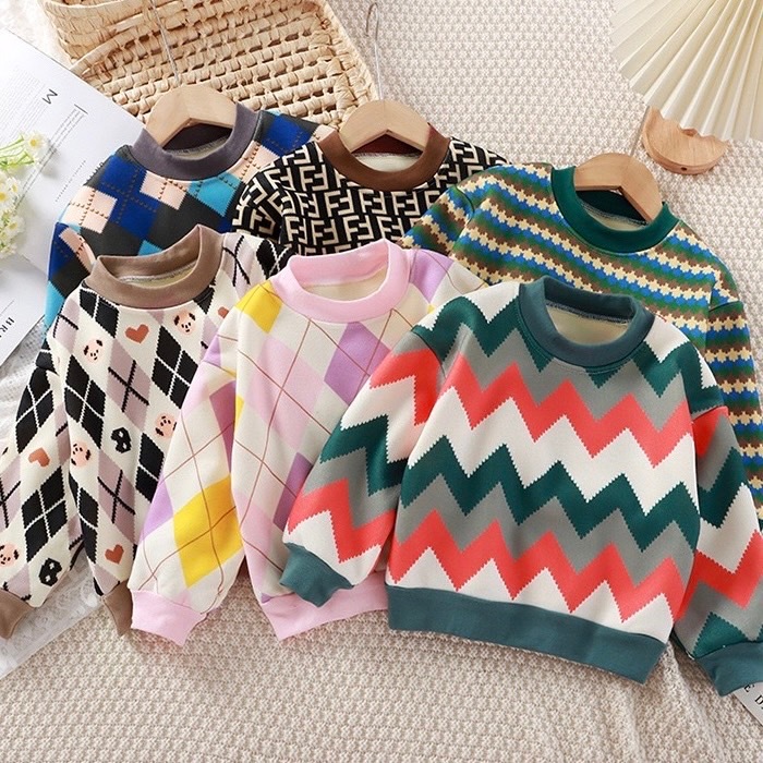 พร้อมส่ง สเวตเตอร์กันหนาว เสื้อกันหนาวเด็ก เสื้อกันหนาวแฟชั่น ลายน่ารักๆ