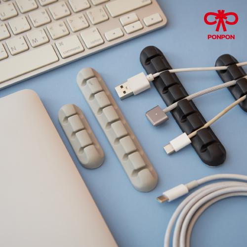 PONPON ที่ยึดสายชาร์จอเนกประสงค์ จัดระเบียบโต๊ะทำงานให้เป็นระเบียบ