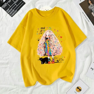 เสื้อยืดผู้หญิงแฟชั่นสาวลายการ์ตูนน่ารักฤดูร้อนเสื้อผ้าแฟชั่นส่วนเกาหลีสวมใส่สบายมาก#A170