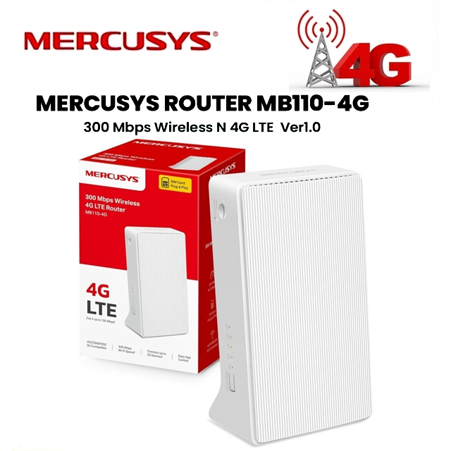 ⚡️เร้าเตอร์ใส่ซิมรุ่นใหม่⚡️4G Router MERCUSYS (MB110-4G) 4G LTE Wireless N 300 Mbps เชื่อมต่อได้ถึง 