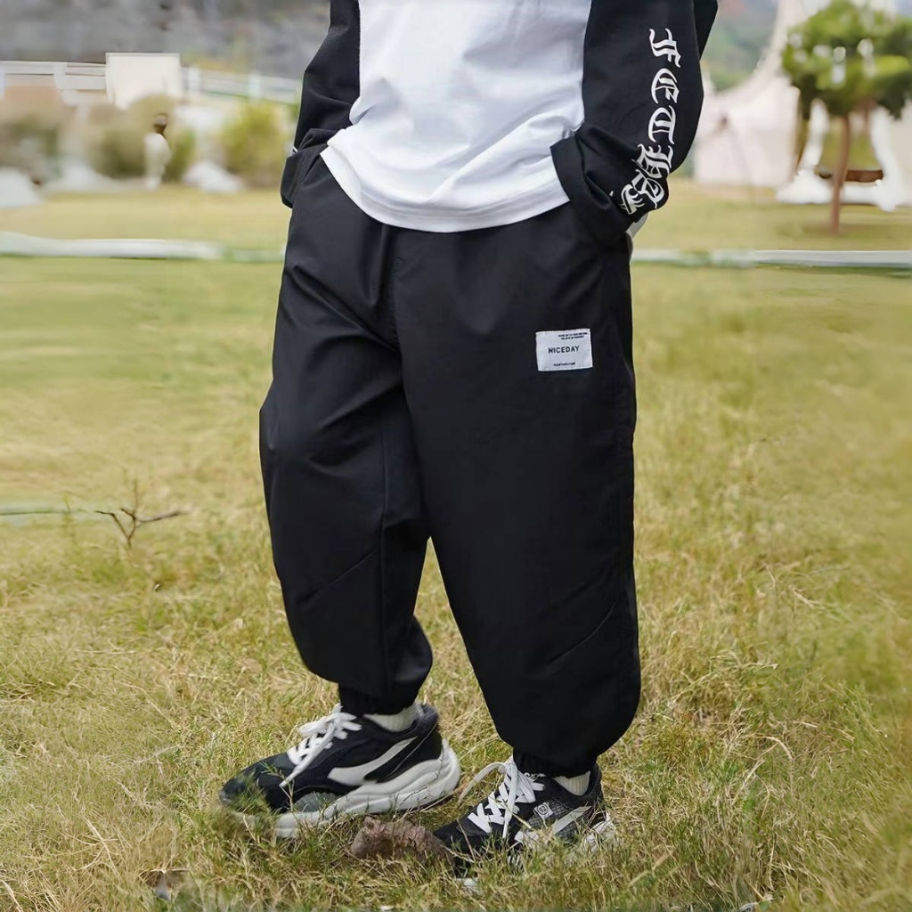 Beryl kids🌸กางเกงขายาวเด็กแฟชั่น🎀คาร์โก้เด็กชาย ลำลอง รัดเท้า เอวยางยืด ทรงหลวม สไตล์เกาหลี รุ่นใหม่ - รูปที่ 5