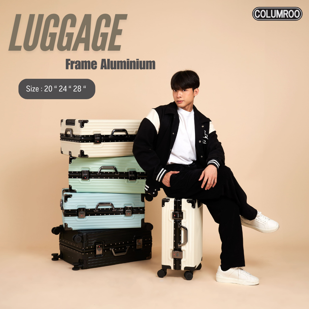 กระเป๋าเดินทางอลูมิเนียม Frame Aluminium (เฟรมสีดำ) ล็อครหัสมาตราฐาน 3 ตัว เดินทางได้ทั่วโลก M200