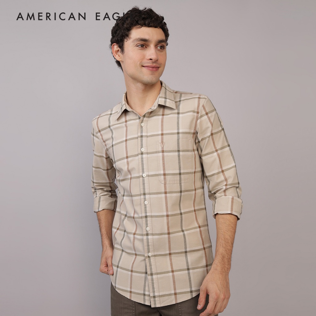 American Eagle Plaids Cotton Shirt เสื้อเชิ้ต ผู้ชาย ลายตาราง (EMSH 015-2642-204) ราคาถูก Shopee Lazada