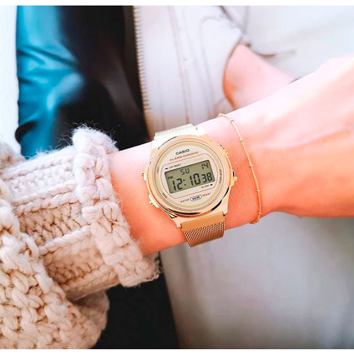 นาฬิกา Casio Digital สายถักสีทอง รุ่น A171WEMG-9A -ของแท้ 100% ประกันศูนย์ CMG
