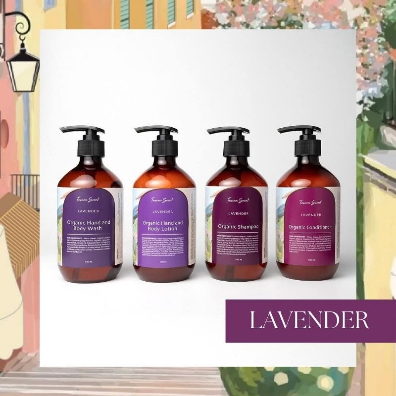 TUSCAN SCENT ORGANIC LAVENDER SERIES 500 ml.(Shampoo, Conditioner, Hand and Body wash, Hand and body