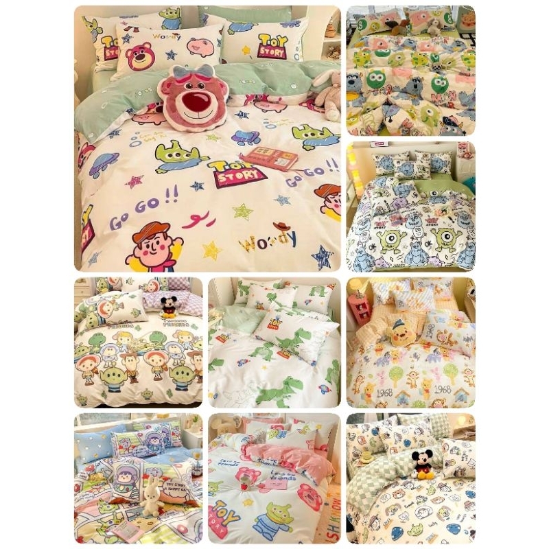 (9ลาย) #ส่งไว #ลายเอเลี่ยน #ทอยสตอรี่ ชุดเครื่องนอนครบเชทหกชิ้น ผ้าปูที่นอนพร้อมผ้านวมหกชิ้น มีขนาด 6/5/3.5 ฟุต