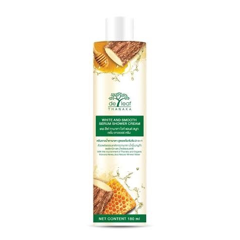 ครีมอาบน้ำทานาคา De Leaf Thanaka White And Smooth Serum Shower Cream (180ml.)