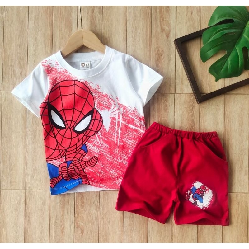 ชุดขาสั้นกางเกงมีกระเป๋า ลายซุปเปอร์ฮีโร่ ผ้าคอตตอน 100% นุ่มใส่สบายไม่ร้อน