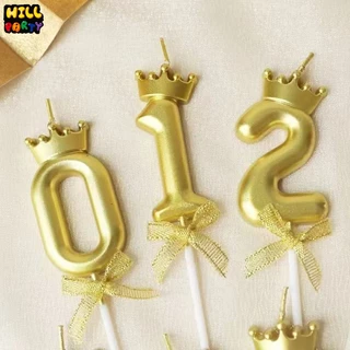 เทียนมงกุฎทอง(พร้อมส่งทุกเลข)พร้อมส่งเทียนวันเกิด Happy birthday