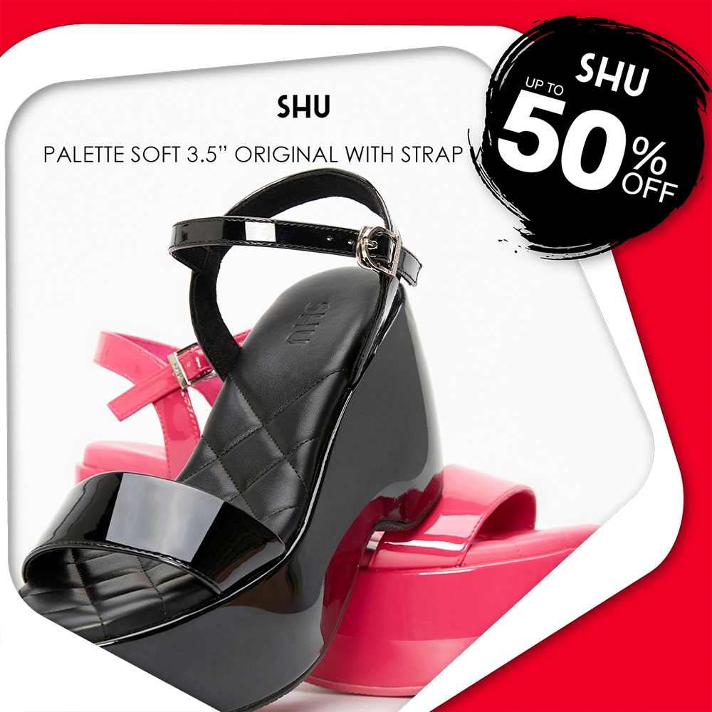 SHU PALETTE SOFT 3.5" ORIGINAL WITH STRAP WEDGES รองเท้าส้นสูง