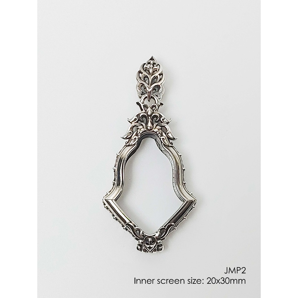 JMP2Silver925 Amulet casing 20x30mm กรอบพระ เงินแท้925 กรอบจำปีพิมพ์เล็ก