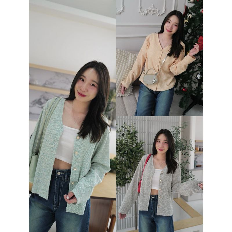 Cardigan เสื้อทวิตกระดุมไข่มุก*ผ้าไม่หนา*