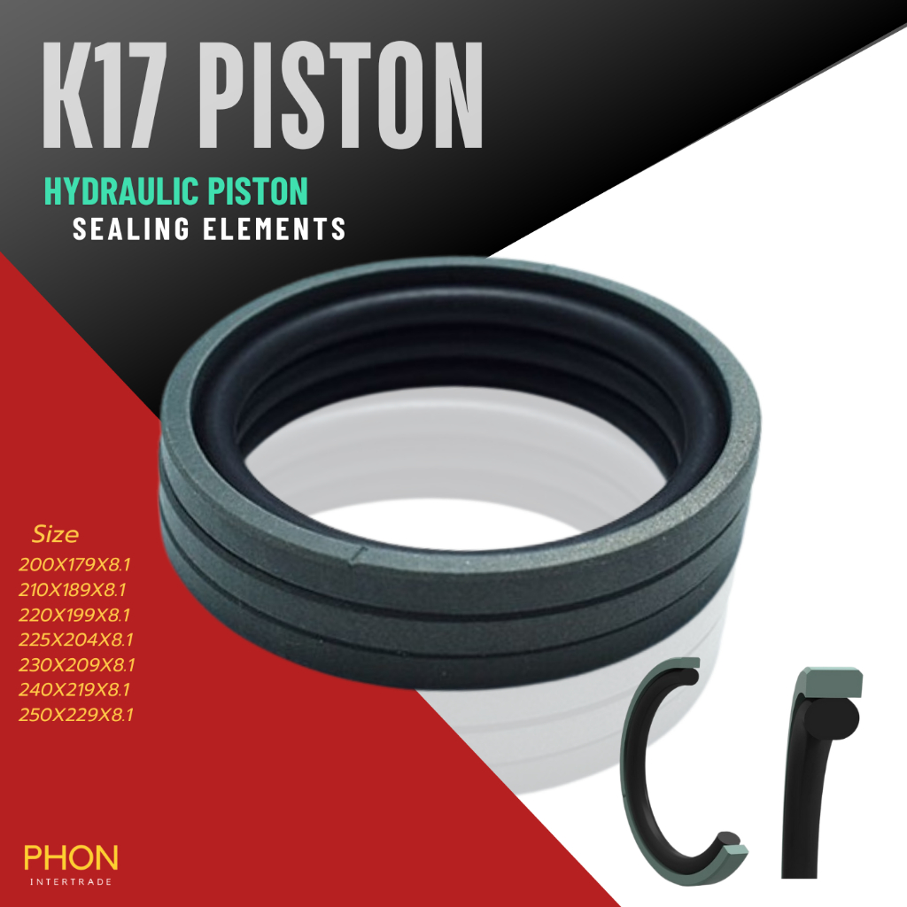 K17 PISTON SEAL ไฮดรอลิค NBR+PTFE 200X179X8.1/ 210X189X8.1/ 220X199X8.1/ 225X204X8.1/230X209X8.1/240