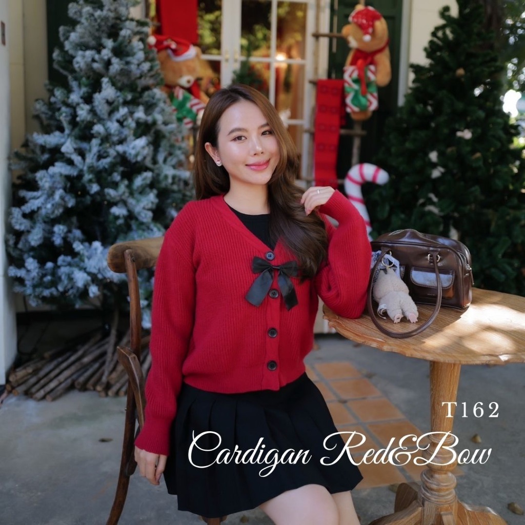 MyWay Brand : Cardigan Red&Bow เสื้อคลุมสีแดง