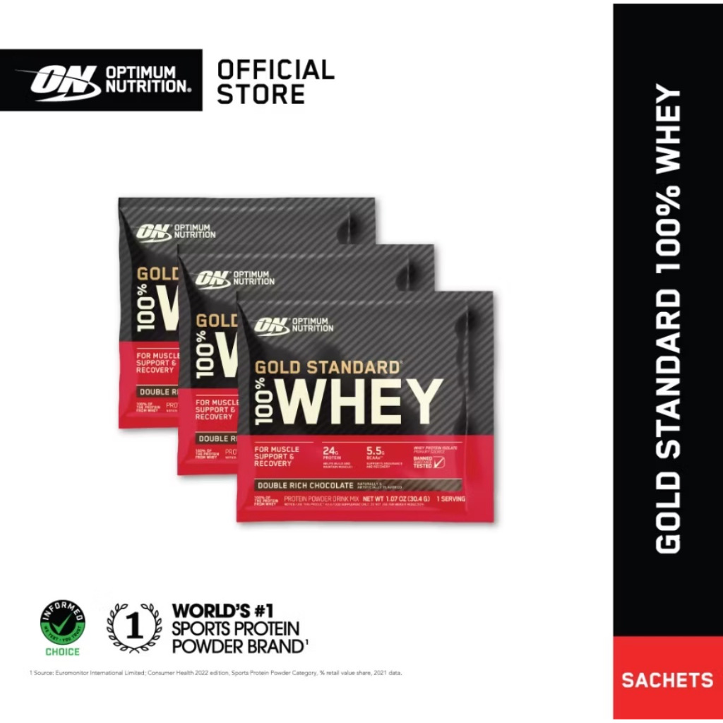 [งดจำหน่าย สินค้าสำหรับแถมโดยเฉพาะ] Optimum Nutrition Whey Gold Standard Sachet 30 กรัม x 3 ชิ้น Choc
