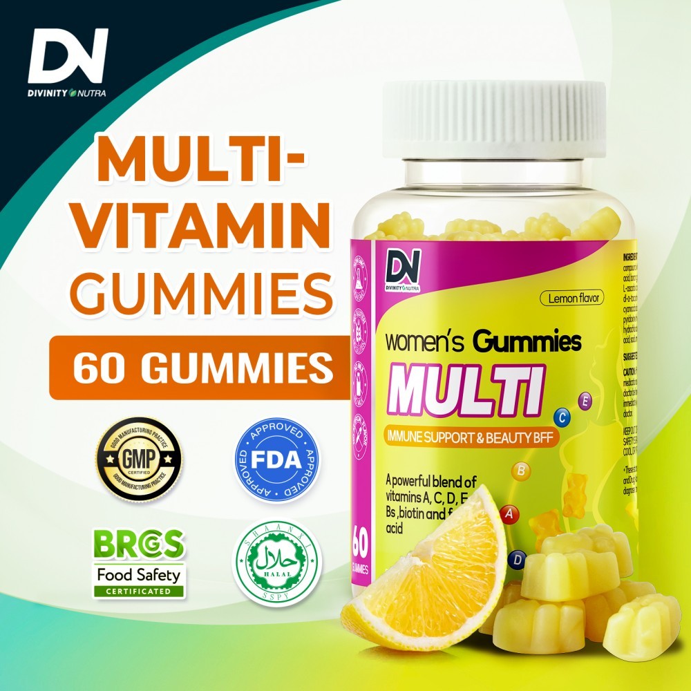 Divinity Nutra มัลติวิตามินสำหรับผู้หญิง กัมมี่ เจลลี่บำรุงผม ผิว เล็บ เจลลี่เสริมภูมิคุ้มกันและความงาม วิตามินเอ