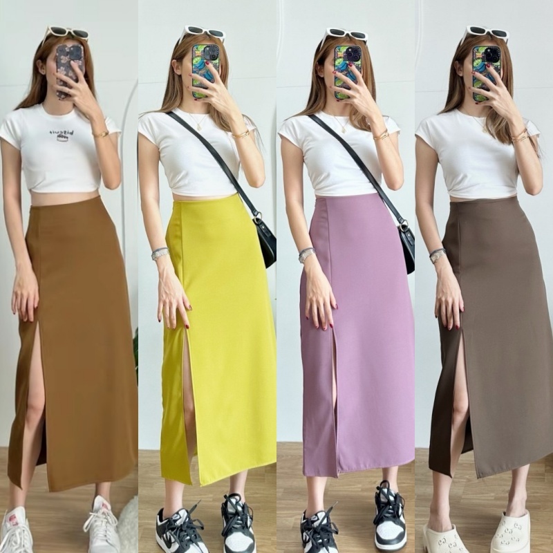 I'STYLE 🩵 SK002 : PICCY SKIRT กระโปรงเอวสูงขอบเรียบ