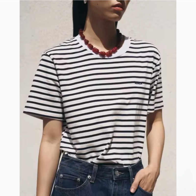 🔥พร้อมส่ง👚(ใช้โค้ด 30%)ได้ เสื้อ AIMER - Classic T-Shirt in Stripe เสื้อยืดแขนสั้น ลายทาง แท้ 100%