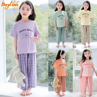 Beryl kids🌸ชุดเซ็ทเด็กน่ารักๆ🎀ชุดนอนเด็กชายหญิง เสื้อผ้าแขนสั้นกางเกงขายาว ลําลอง สองชิ้น ผ้านิ่ม ใส่สบาย ฤดูร้อน