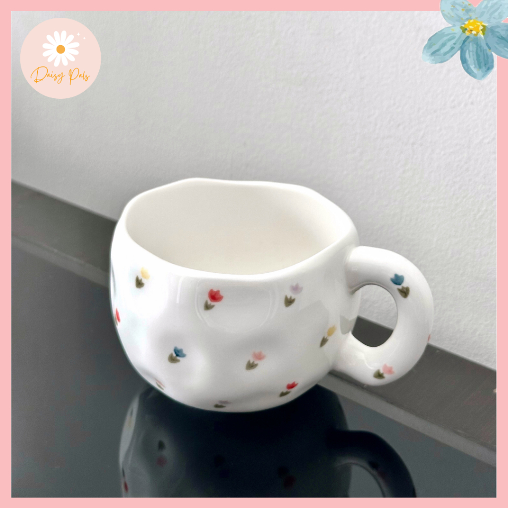 [พร้อมส่ง] แก้วเซรามิคลายดอกไม้เล็กน่ารักๆ Petite Flower แก้วดอกไม้มินิมอล ฟิลดีฮีลใจในวันที่รู้สึกไม่ดี 300ml DaisyPals