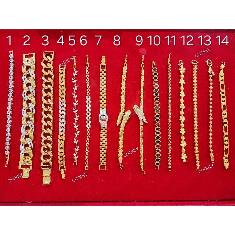 งานข้อมือทอง24k ทนกว่าทองชุบทั่วไป เลือกลายตามหมายเลขภาพนะคะ...