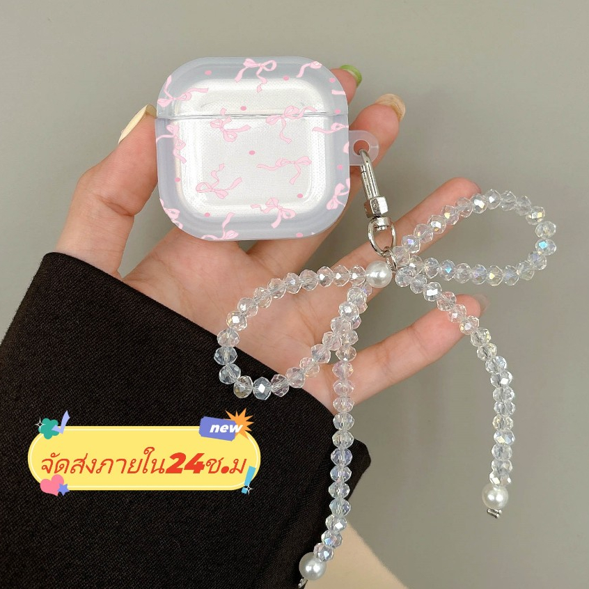 จัดส่งภายใน24ชั่วโมง เคส Airpods 4 3 2 1 Soft Case Airpods pro ลายจุด ตกแต่งโบว์ การป้องกันการตก Airpod gen 3
