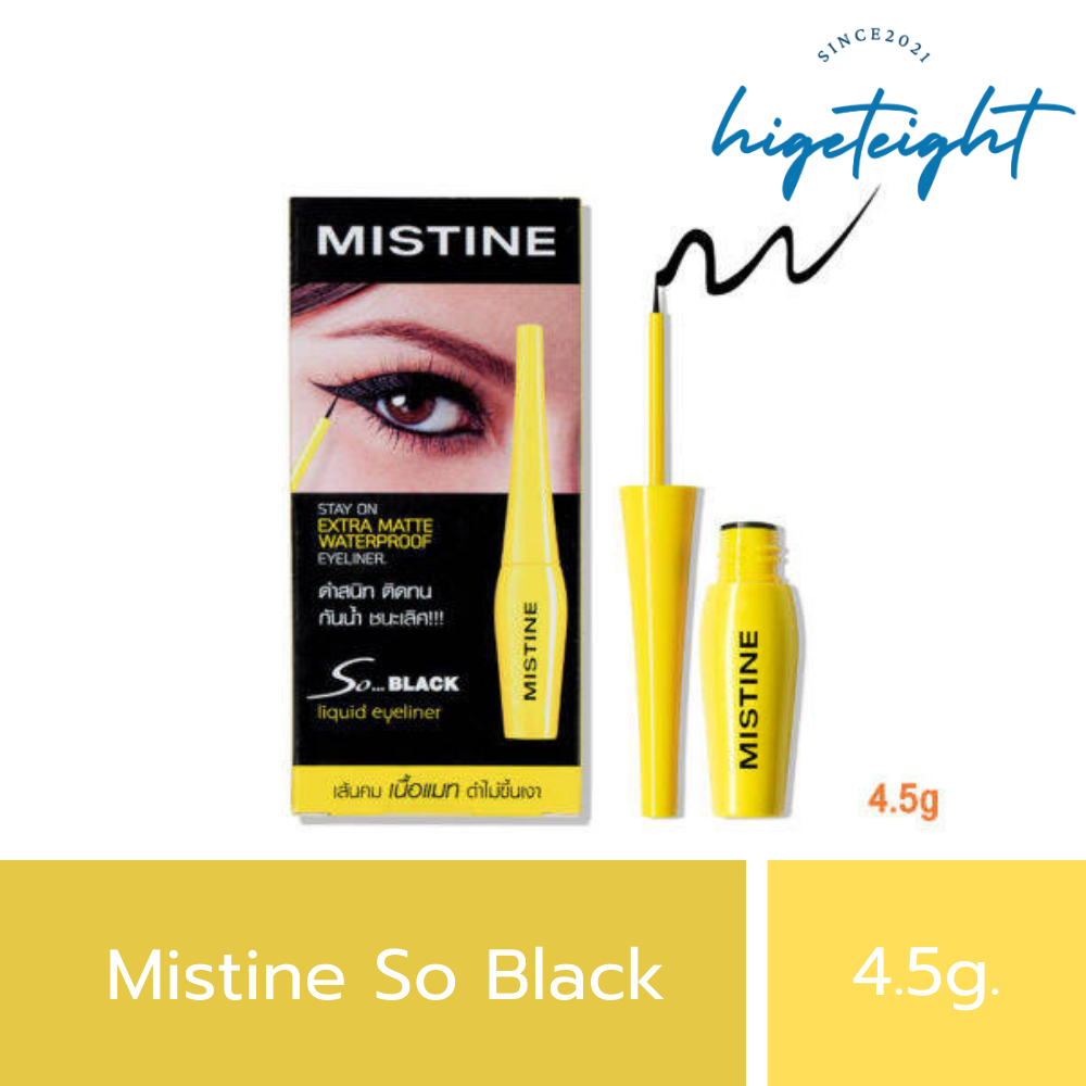 [ใหม่] Mistine Eyeliner So Black Matte Liquid Eyeliner อายไลเนอร์ โซแบล็ค หัวจุ่ม หัวพู่กัน 4.5g กันน้ำ กันเหงื่อ